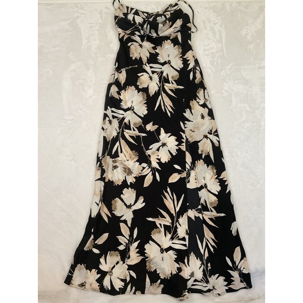 Connected Apparel black and beige floral dress in women's size 6